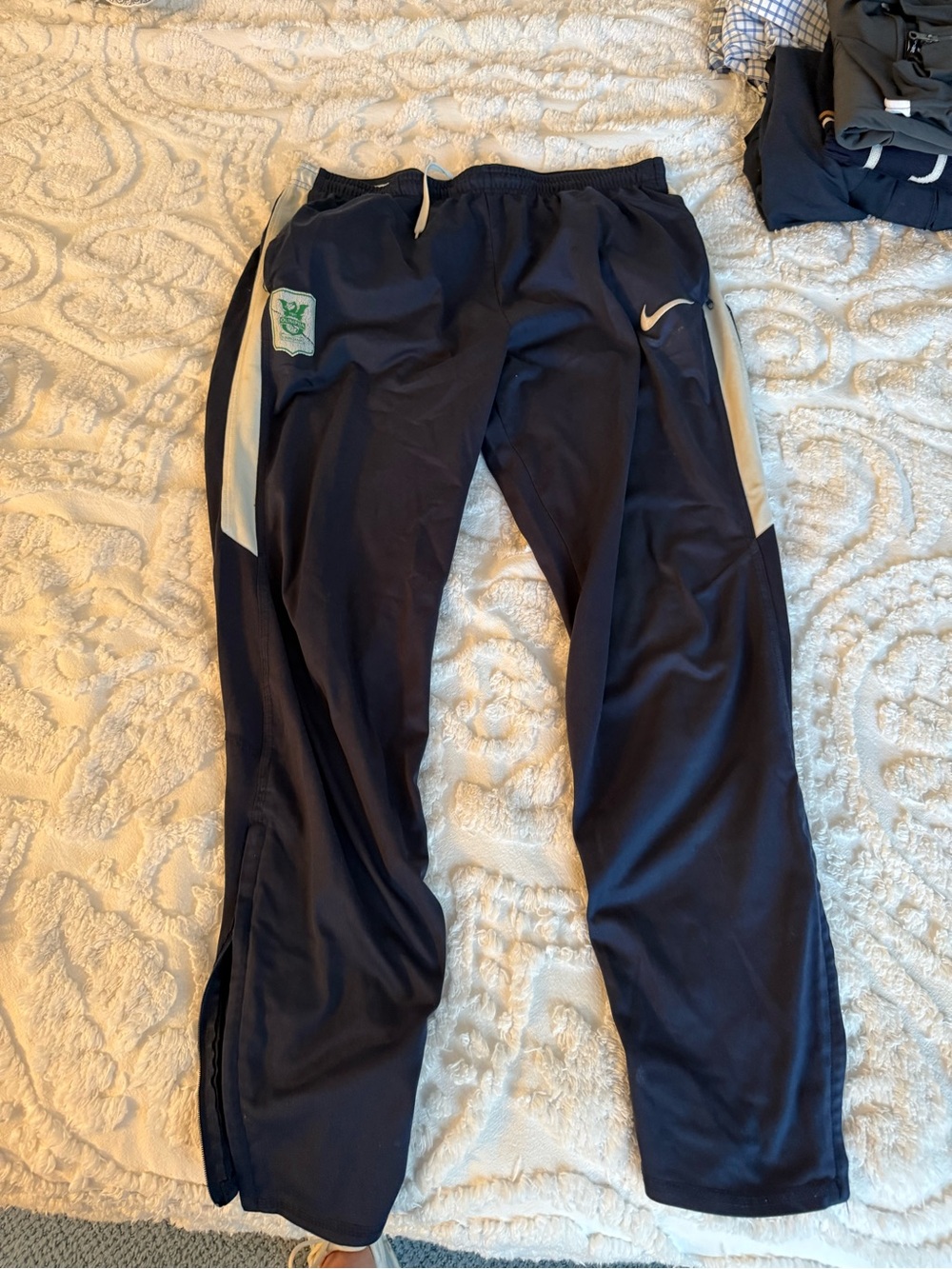Nike Youth Navy Track Pants with White Side Panels